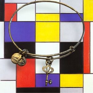 Alex and Ani Rafaellian Silver Skeleton Key Adjustable Charm Bangle Bracelet